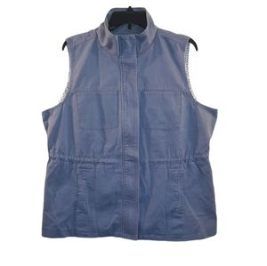 Skies are Blue Women XL Light Blue/ Gray Utility Vest with drawstring waist